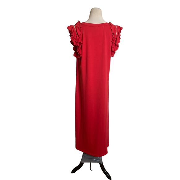 Violet Weekend red ruffled sleeves maxi dress size large - Picture 2 of 12